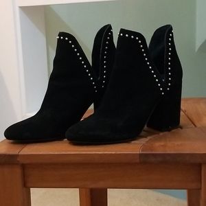 Black faux suede booties